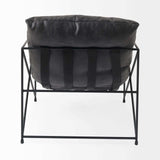 Black Faux Leather Contemporary Metal Chair - Homeroots - Flyclothing LLC