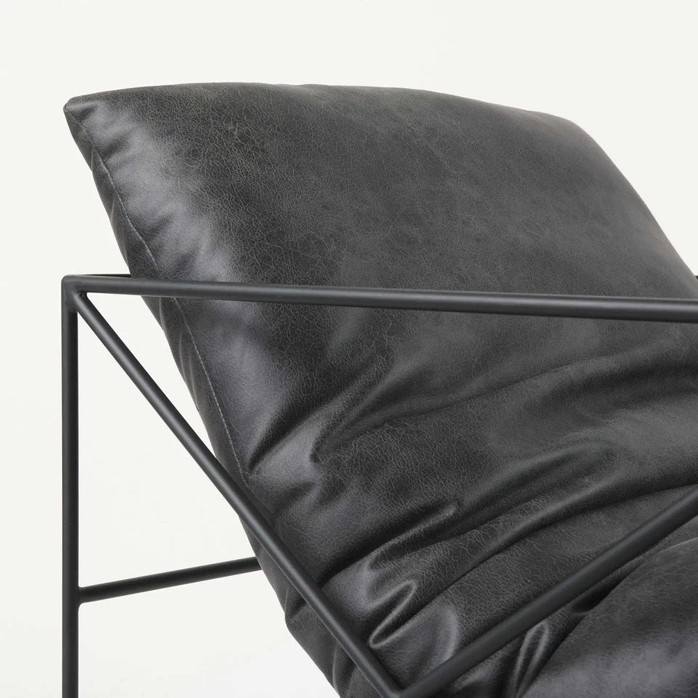 Black Faux Leather Contemporary Metal Chair - Homeroots - Flyclothing LLC