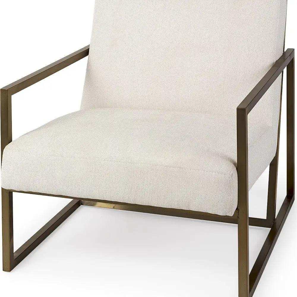 Geo Modern Cream And Gold Accent Or Side Chair - Homeroots - Flyclothing LLC