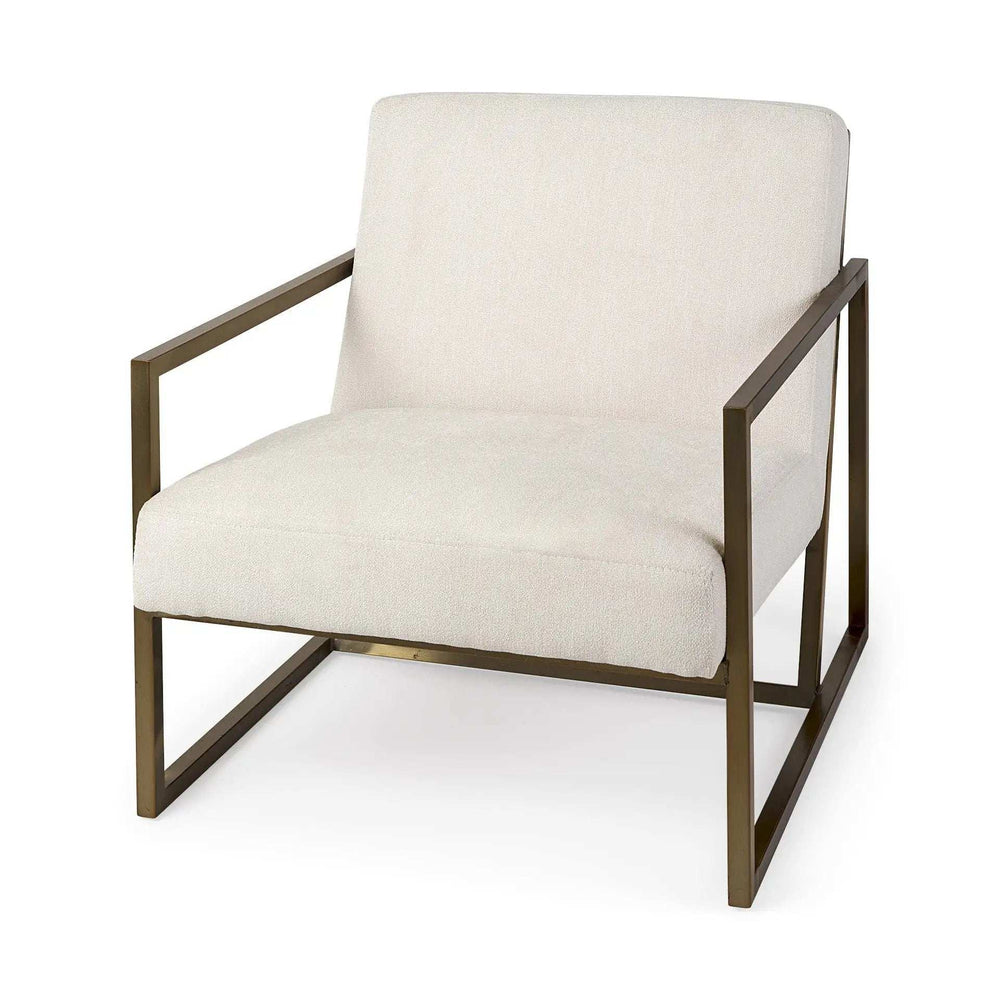 Geo Modern Cream And Gold Accent Or Side Chair - Homeroots - Flyclothing LLC