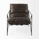 Dark Brown Faux Leather Contemporary Metal Chair - Homeroots - Flyclothing LLC