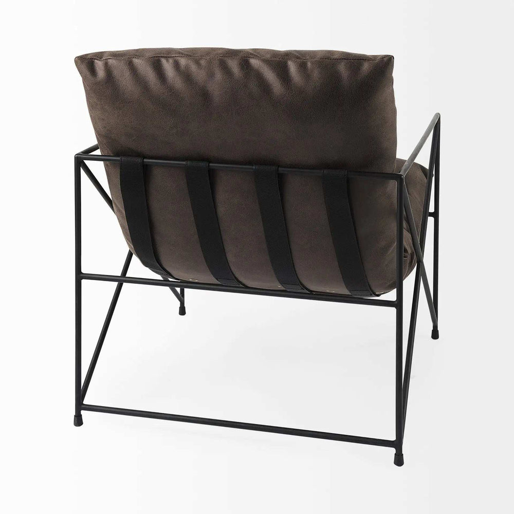 Dark Brown Faux Leather Contemporary Metal Chair - Homeroots - Flyclothing LLC