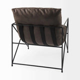 Dark Brown Faux Leather Contemporary Metal Chair - Homeroots - Flyclothing LLC