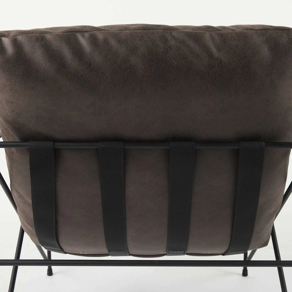Dark Brown Faux Leather Contemporary Metal Chair - Homeroots - Flyclothing LLC