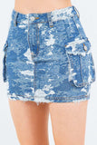 American Bazi Jacquard Trim Cargo Mini Denim Skirt - Trendsi - Flyclothing LLC