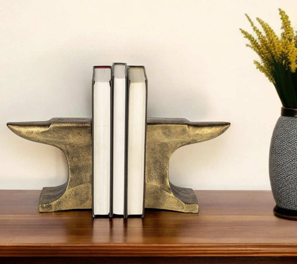 Distressed Brushed Gold Anvil Bookends - Homeroots - Flyclothing LLC