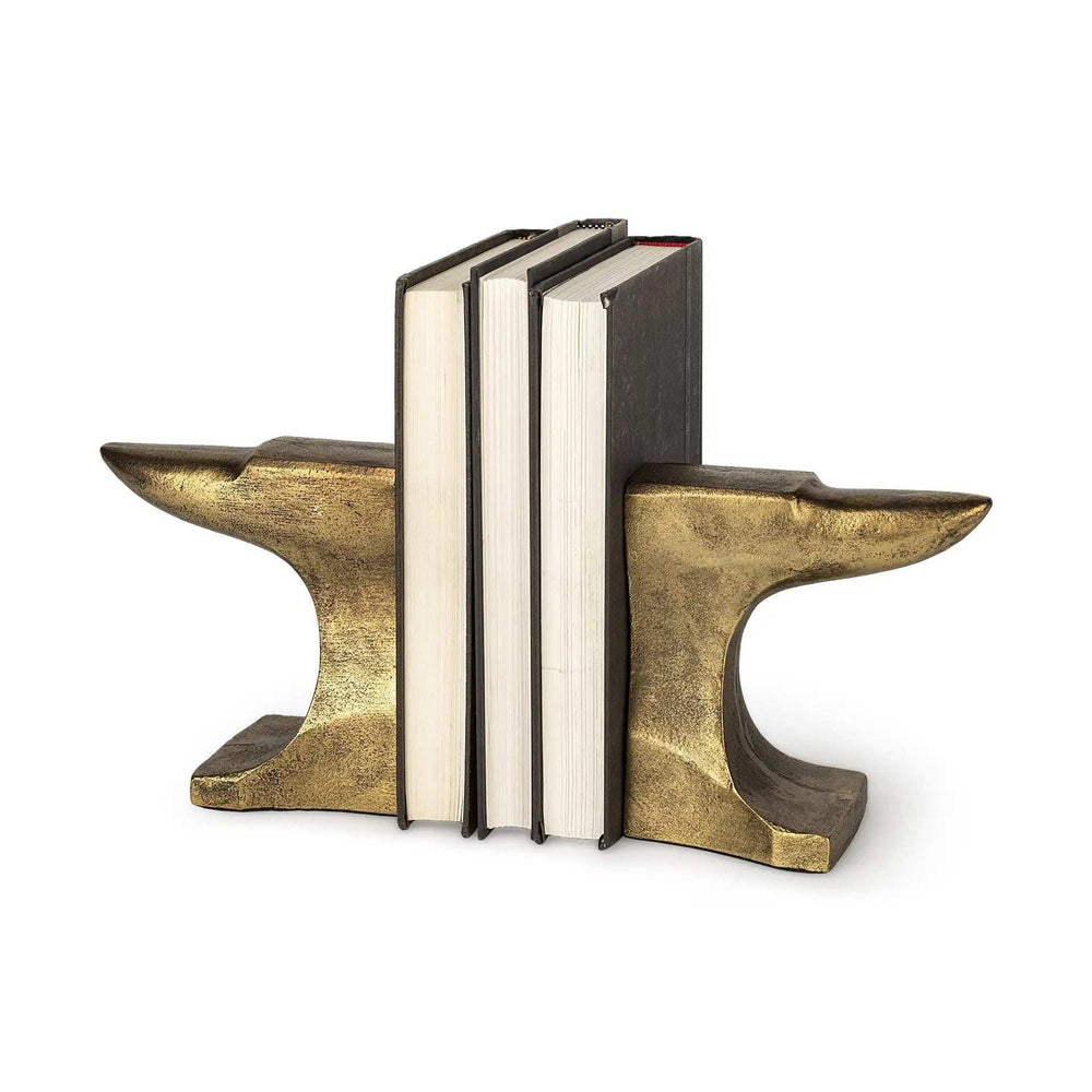 Distressed Brushed Gold Anvil Bookends - Homeroots - Flyclothing LLC
