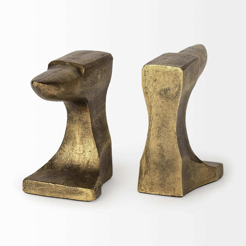 Distressed Brushed Gold Anvil Bookends - Homeroots - Flyclothing LLC
