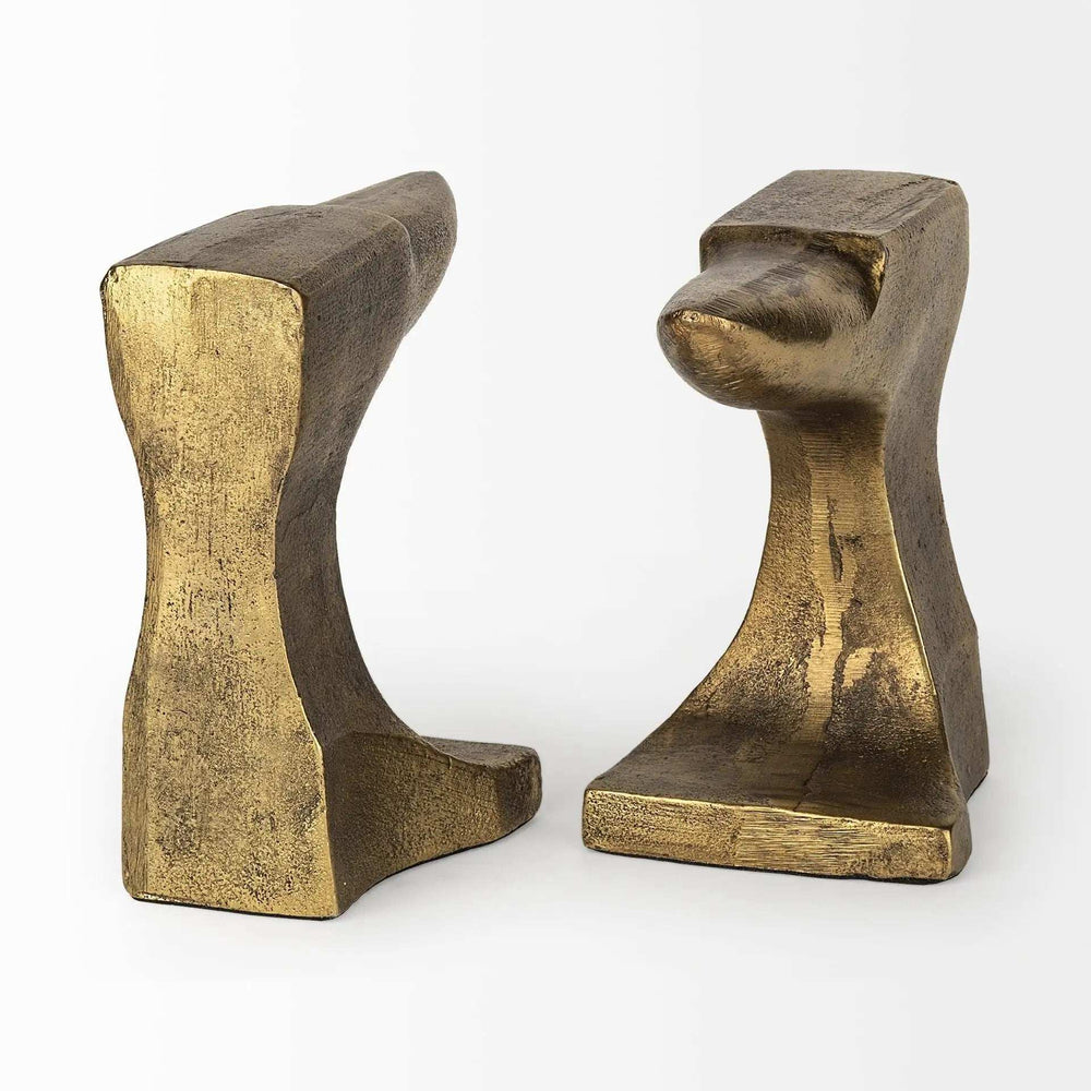 Distressed Brushed Gold Anvil Bookends - Homeroots - Flyclothing LLC