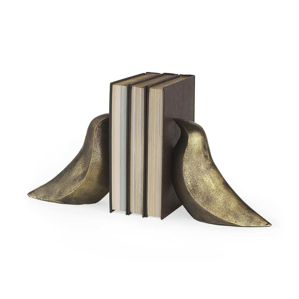 Rustic Antiqued Gold Dove Bookends - Homeroots - Flyclothing LLC