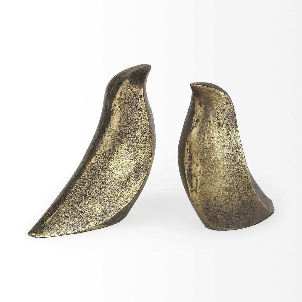 Rustic Antiqued Gold Dove Bookends - Homeroots - Flyclothing LLC