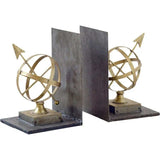 Set of Two Gold Metal Sphere Compass Decorative Bookends - Homeroots - Flyclothing LLC
