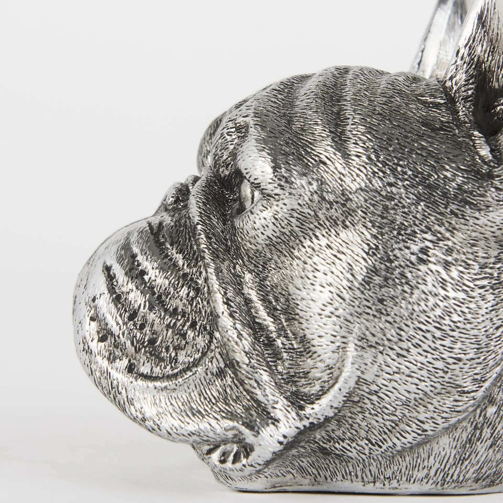Antiqued Silver Pug Shaped Bookends - Homeroots - Flyclothing LLC