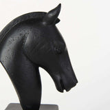Black Stallion On White Marble Bookends - Homeroots - Flyclothing LLC