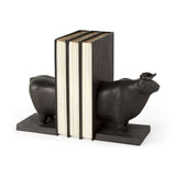 Black Cast Aluminum Bull Bookends - Homeroots - Flyclothing LLC