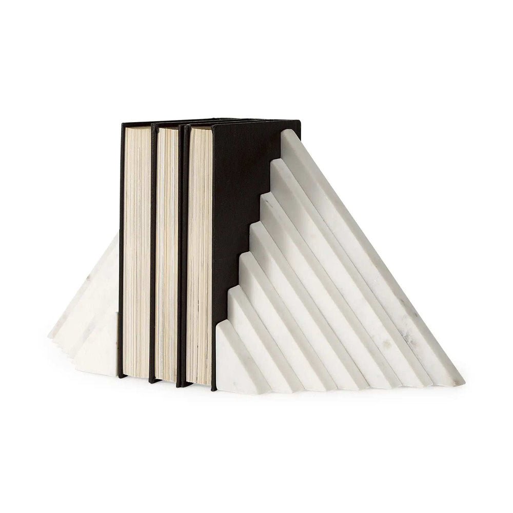 3D Modern Stepped Triangle Marble Bookends - Homeroots - Flyclothing LLC