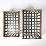 Set of Two 19" Gray Metal Basket - Homeroots - Flyclothing LLC