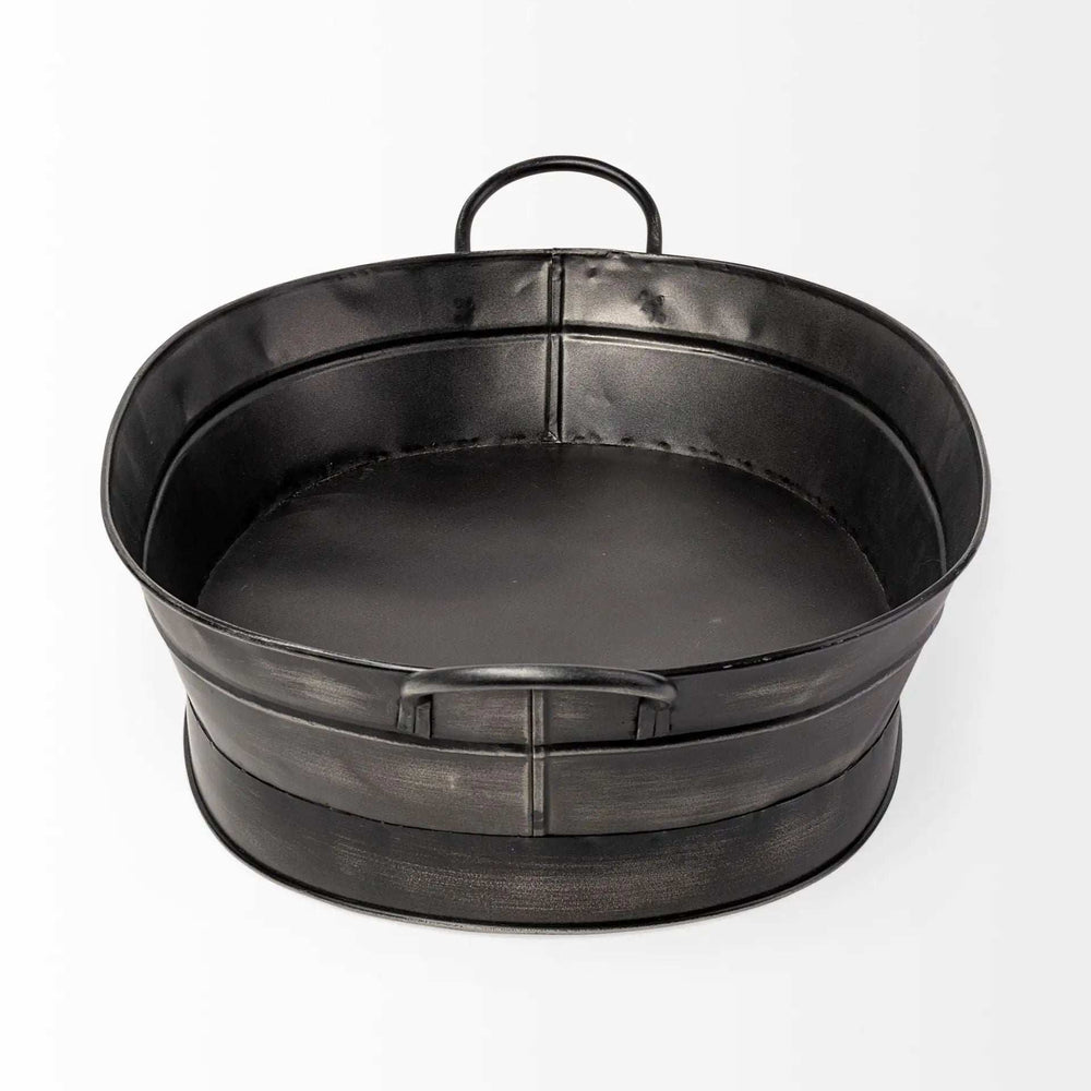 Vintage Black Metal Storage Basket - Homeroots - Flyclothing LLC