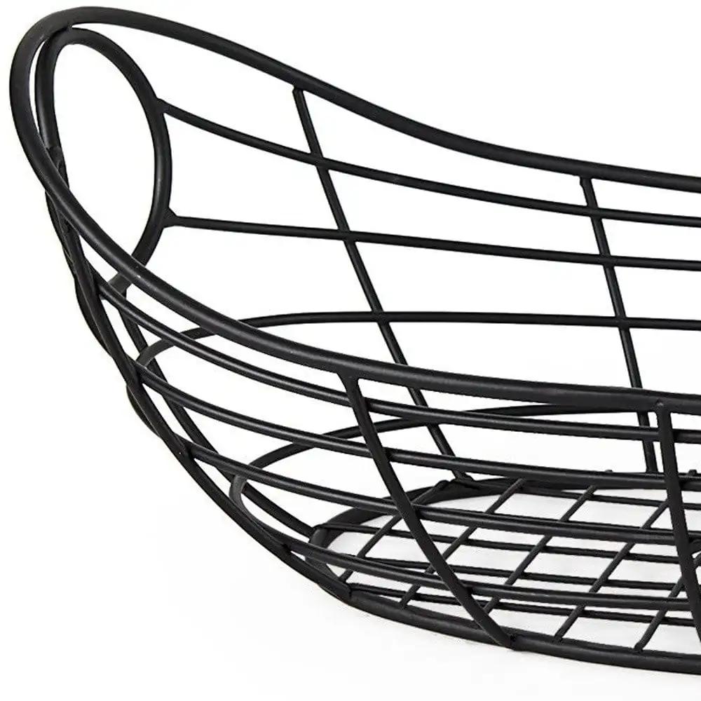 22" Black Metal Oval Storage Basket - Homeroots - Flyclothing LLC