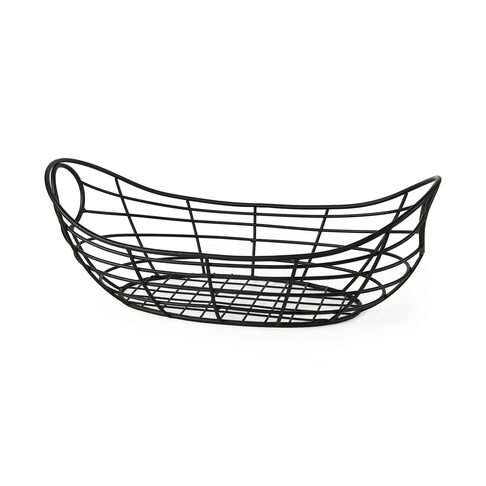 22" Black Metal Oval Storage Basket - Homeroots - Flyclothing LLC
