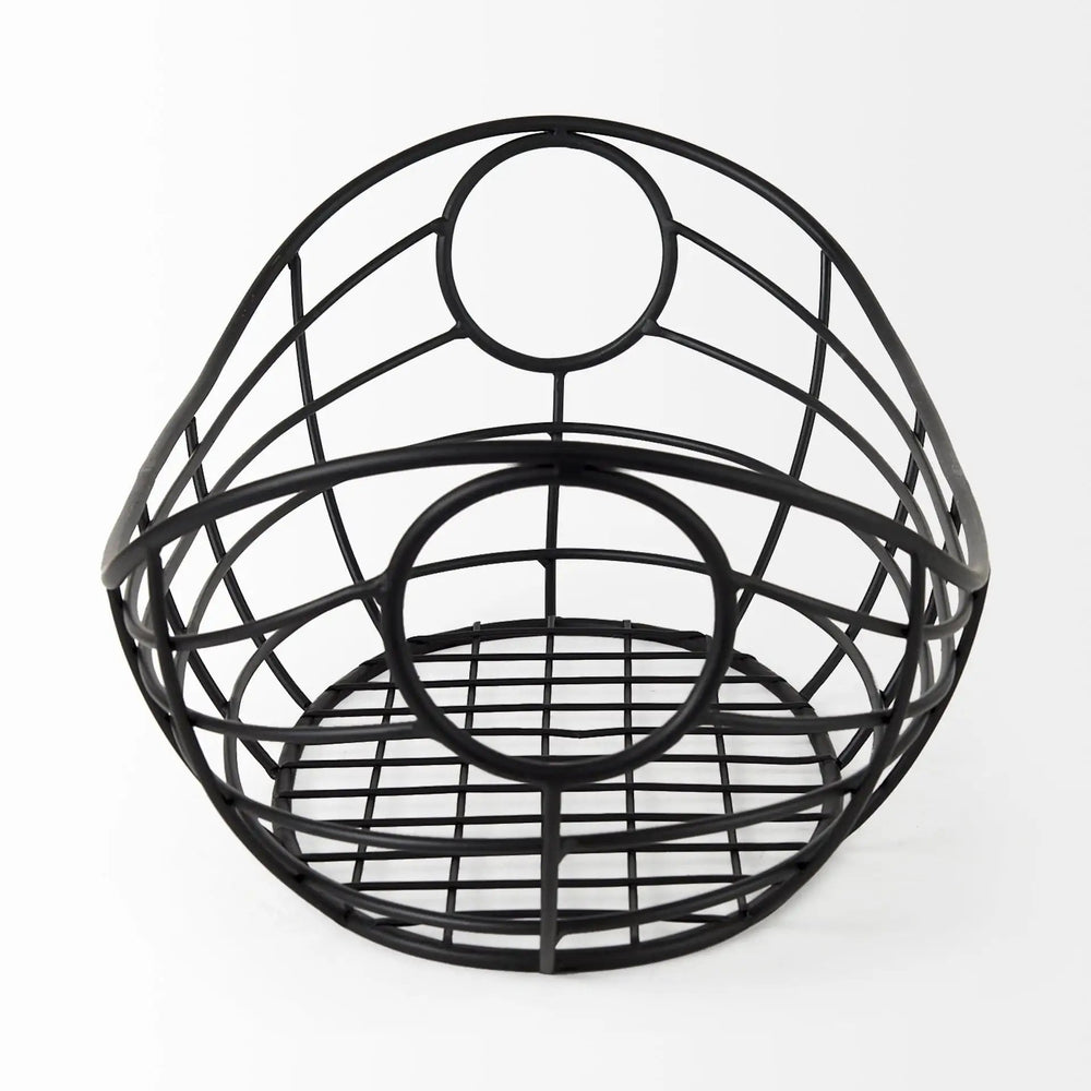 22" Black Metal Oval Storage Basket - Homeroots - Flyclothing LLC