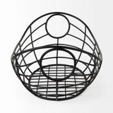 22" Black Metal Oval Storage Basket - Homeroots - Flyclothing LLC