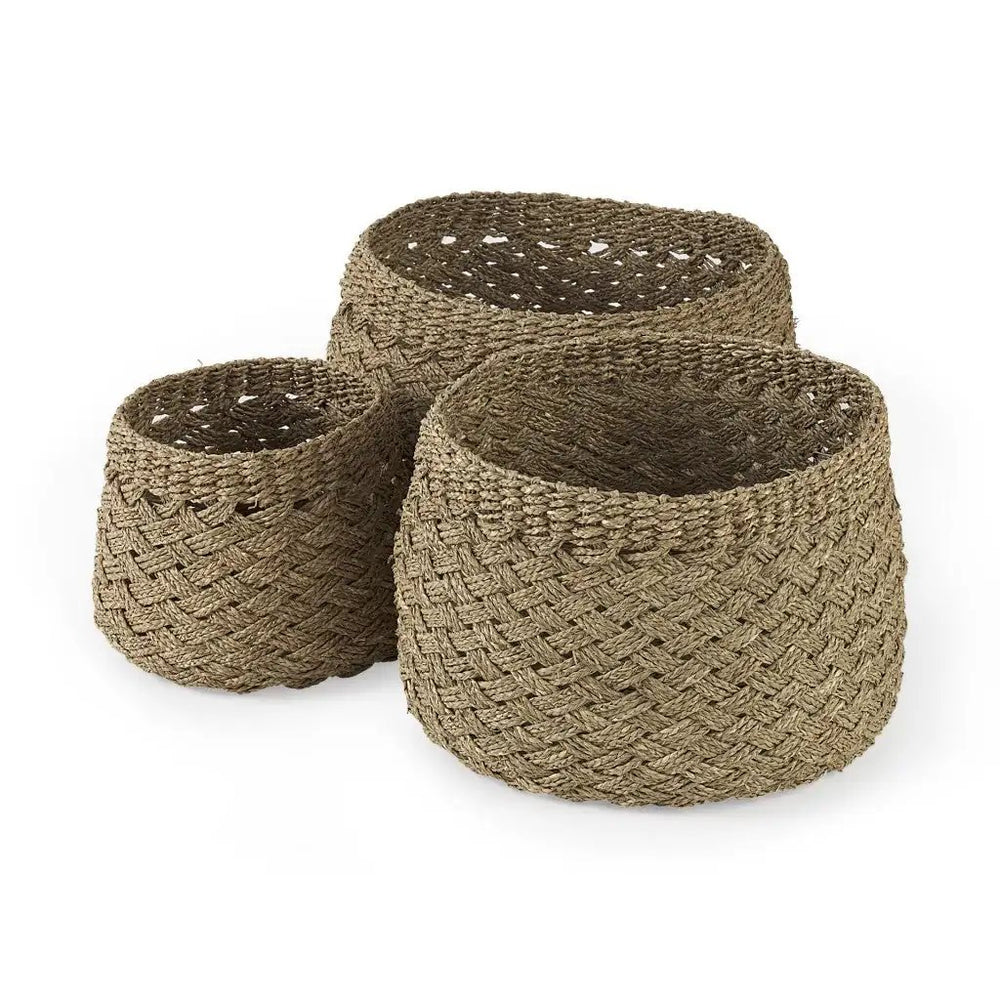 Set of Three 15" Brown Wicker Desk Organizer - Homeroots - Flyclothing LLC