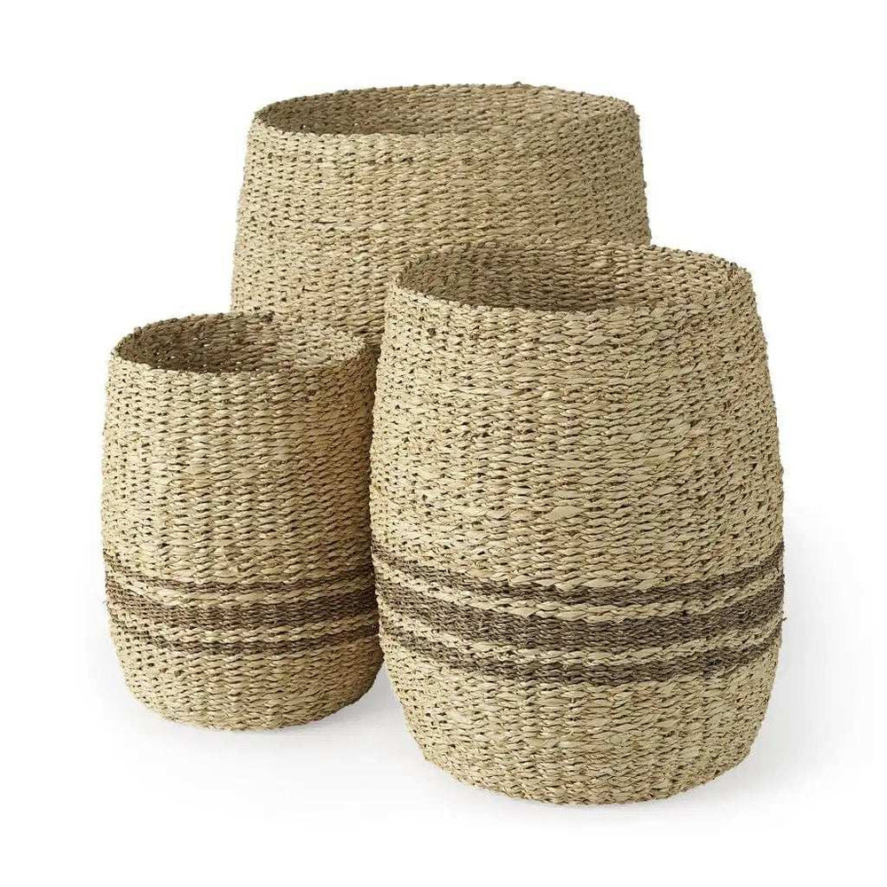 Set Of Three Detailed Wicker Storage Baskets - Homeroots - Flyclothing LLC
