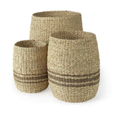 Set Of Three Detailed Wicker Storage Baskets - Homeroots - Flyclothing LLC
