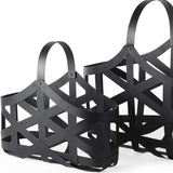 Set Of Two Black Geometric Metal Baskets - Homeroots - Flyclothing LLC