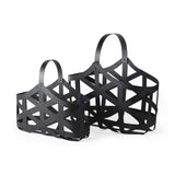 Set Of Two Black Geometric Metal Baskets - Homeroots - Flyclothing LLC