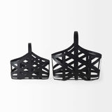 Set Of Two Black Geometric Metal Baskets - Homeroots - Flyclothing LLC