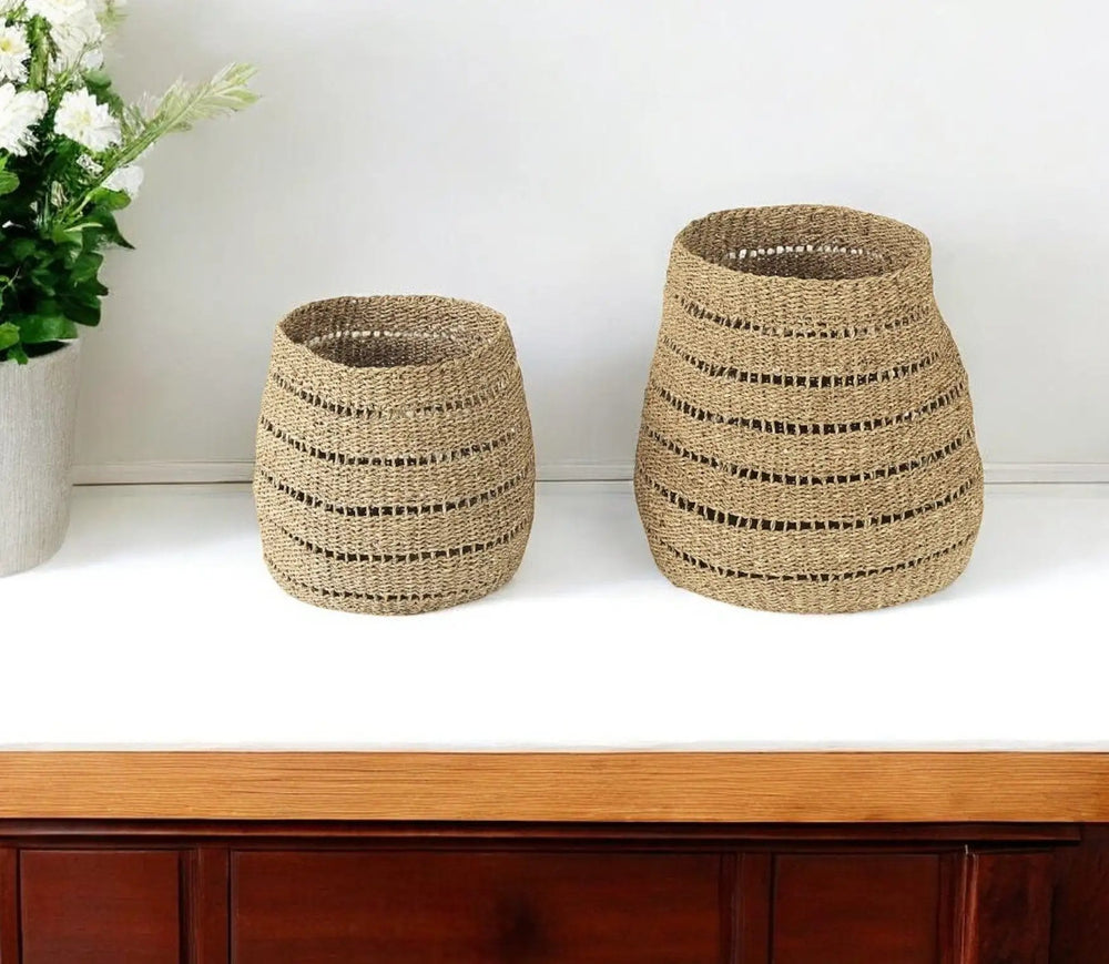 Set of Two 18" Brown Wicker Basket - Homeroots - Flyclothing LLC