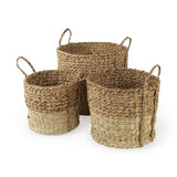 Set Of Three Two Tone Wicker Storage Baskets - Homeroots - Flyclothing LLC