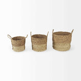 Set Of Three Two Tone Wicker Storage Baskets - Homeroots - Flyclothing LLC