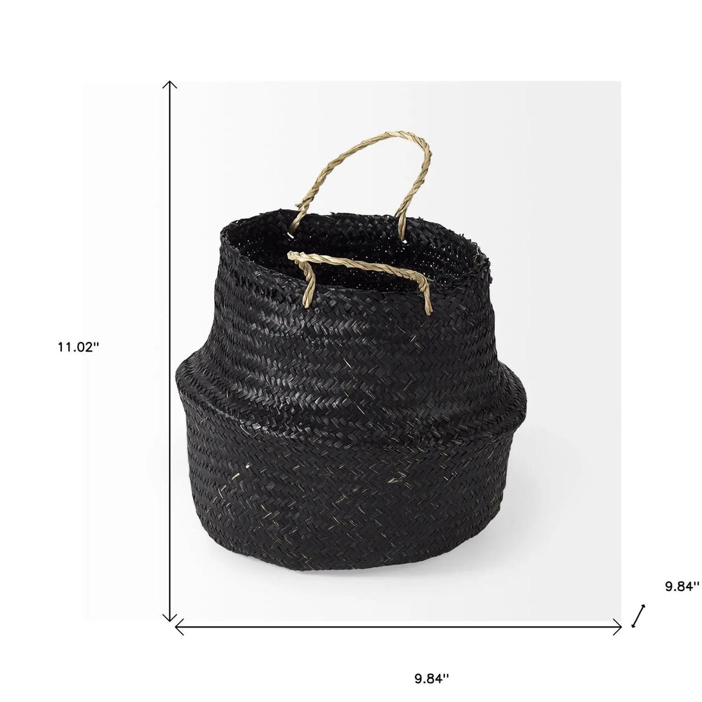 Set Of Three 10" Black Wicker Storage Baskets - Homeroots - Flyclothing LLC