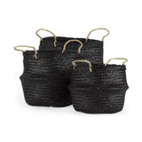 Set Of Three 10" Black Wicker Storage Baskets - Homeroots - Flyclothing LLC