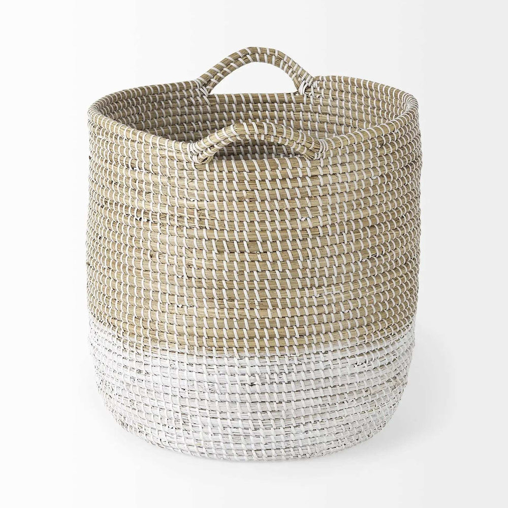 Set Of Three Beige And White Storage Baskets - Homeroots - Flyclothing LLC