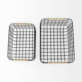 Set Of Two Black Metal Baskets - Homeroots - Flyclothing LLC