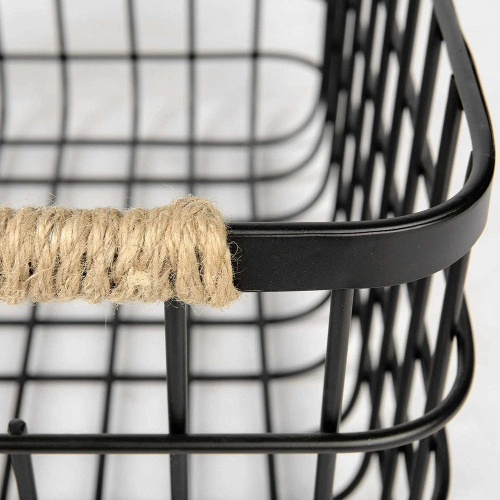 Set Of Two Black Metal Baskets - Homeroots - Flyclothing LLC