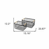 Set Of Two Black Metal Baskets - Homeroots - Flyclothing LLC