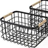 Set Of Two Black Metal Baskets - Homeroots - Flyclothing LLC