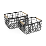 Set Of Two Black Metal Baskets - Homeroots - Flyclothing LLC