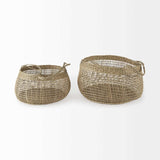 Set Of Two Wicker Storage Baskets With Long Handles - Homeroots - Flyclothing LLC