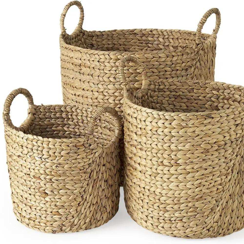 Set Of Three Braided Wicker Storage Baskets - Homeroots - Flyclothing LLC