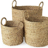 Set Of Three Braided Wicker Storage Baskets - Homeroots - Flyclothing LLC