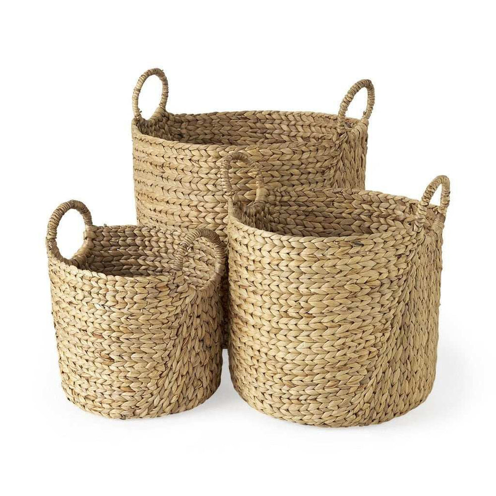 Set Of Three Braided Wicker Storage Baskets - Homeroots - Flyclothing LLC