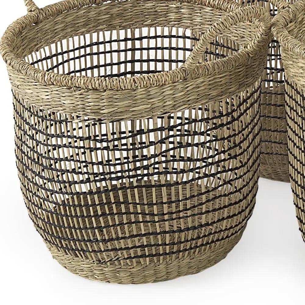 Set Of Three Light Brown Storage Baskets - Homeroots - Flyclothing LLC
