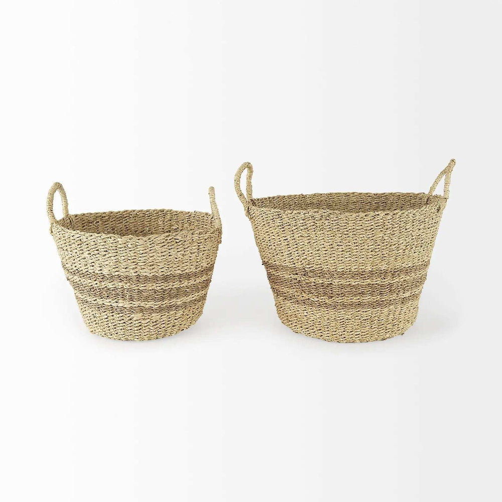 Set Of Two Detailed Wicker Storage Baskets - Homeroots - Flyclothing LLC