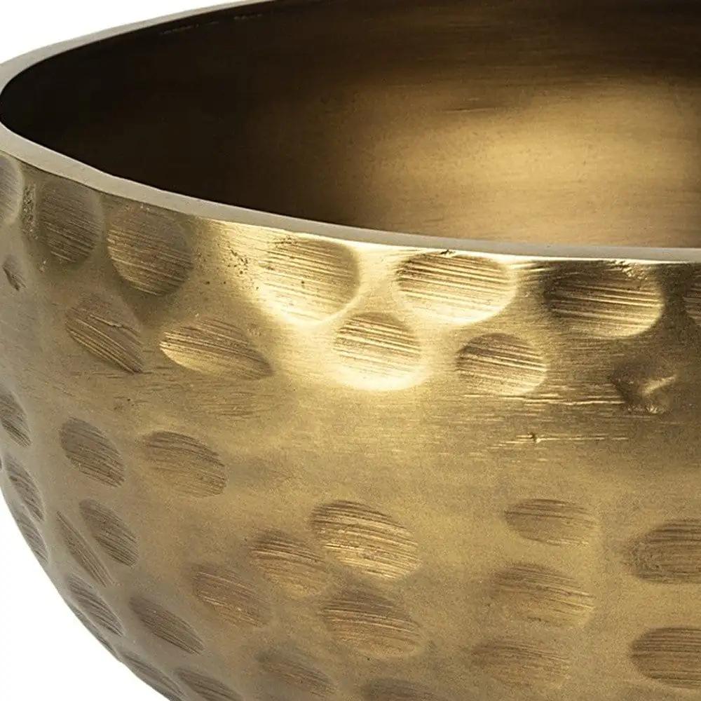 11" Antiqued Brass Hammered Artisan Round Centerpiece Bowl - Homeroots